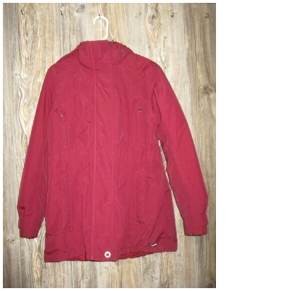 Lands' End Button & Zip Jacket Sz M 10-12 Cinch Waist Hooded Squall Protect - Picture 2 of 16